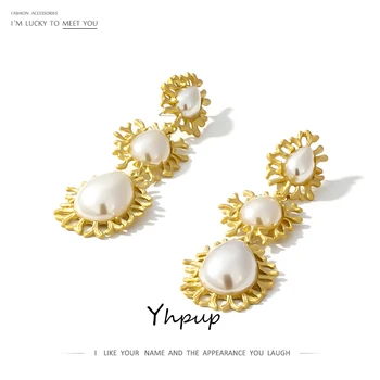

Yhpup Women Dangle Earrings Imitation Pearls Vintage Zinc Alloy Gold Earrings Pendientes Mujer Moda 2020 Charm Metal Oorbellen