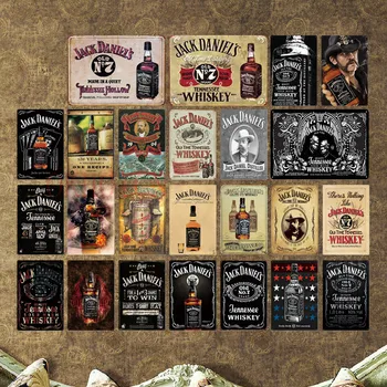 

Whiskey Metal Tin Sign Plaque Metal Vintage Pub Retro Tin Sign Wall Decor for Bar Pub Club Man Cave Decorative Plates