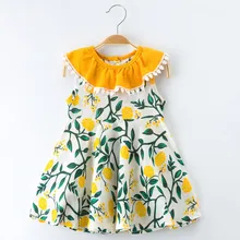 Платье для девочек детская одежда для девочек ясельного возраста из набивной ткани, с Ленточки платье праздничное платье принцессы одежда HOOLER