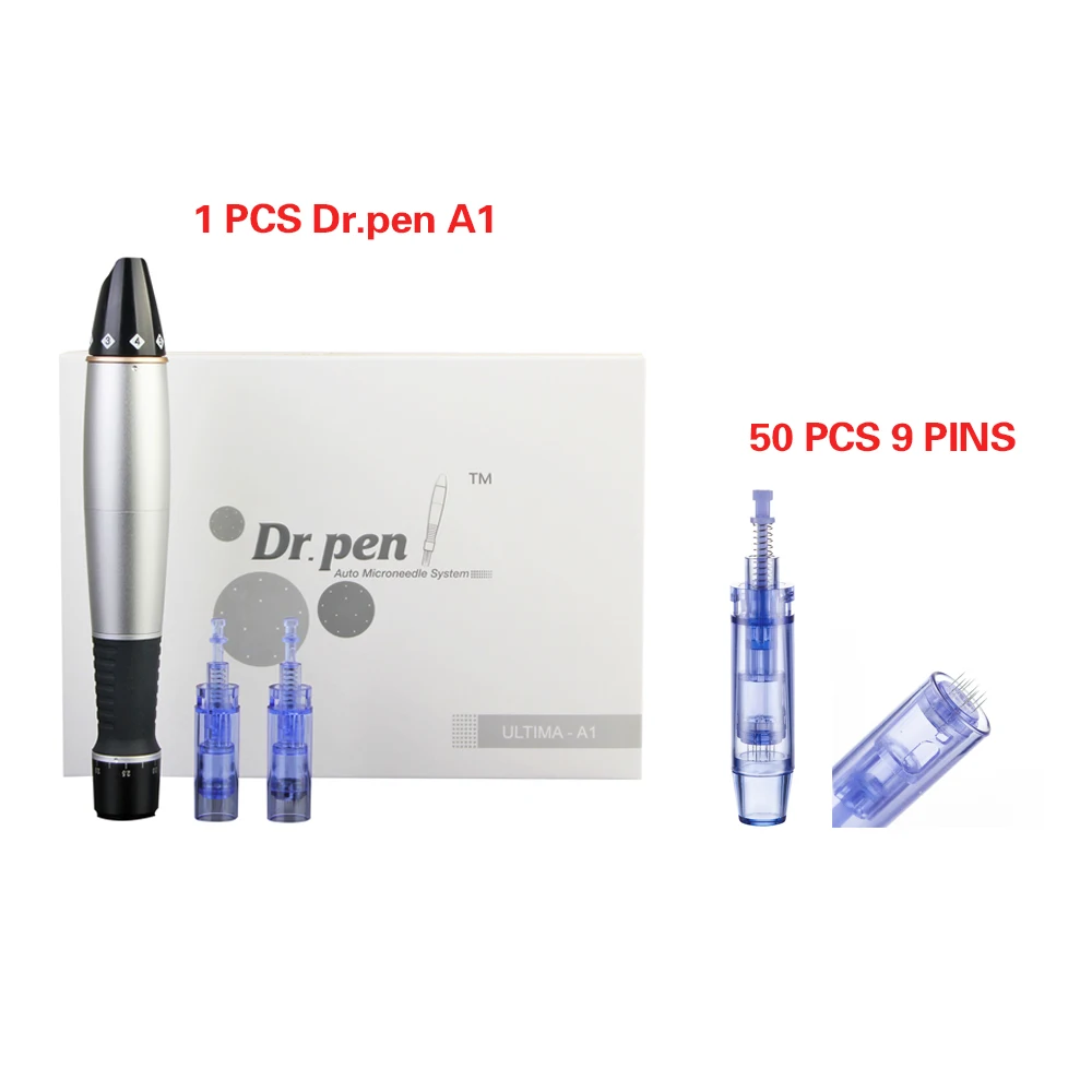 dr.pen 9 pins Dr.Pen Ultima A1 электрическая Дерма ручка с 50 микроиглы мезотерапия Автоматическая микро игла ручка микроиглы система мезо машина - Цвет: dr.pen 9 pins