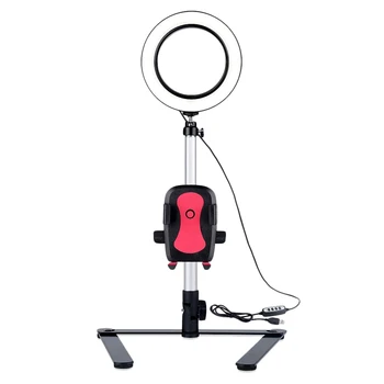 

ABKT-Dimmable Led Ring Light Desktop Net Red Live Fill Light Mobile Phone Bracket