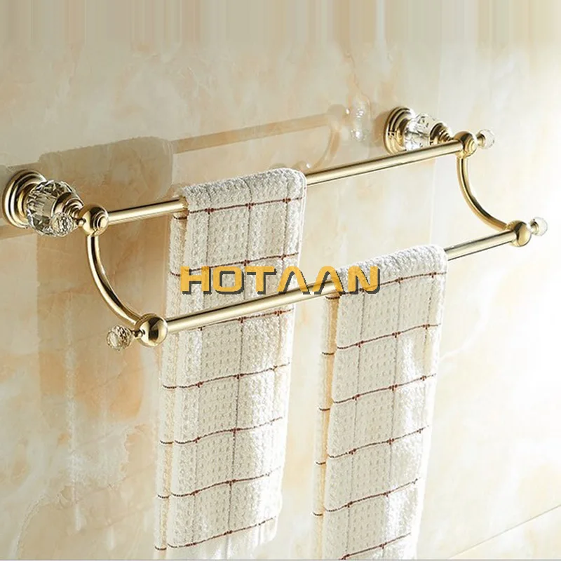 (24",60cm) Double Towel Bar With Crystal Gold Finish/Towel Holder,Towel Rack,Bathroom Accessories . YT-12898-G