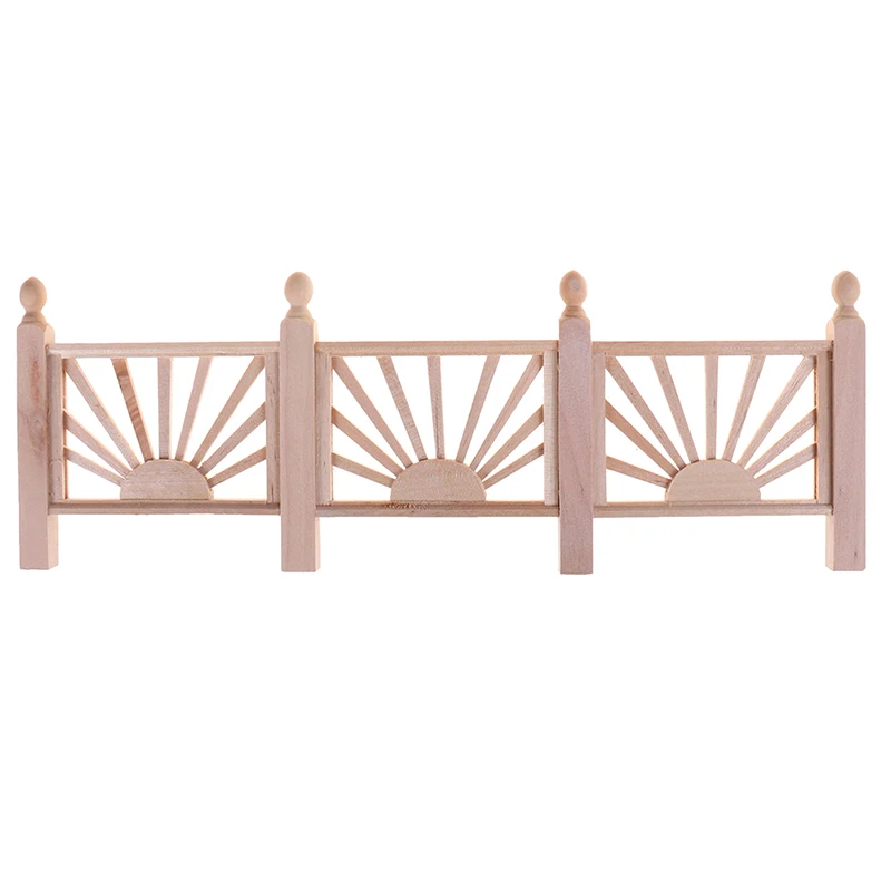 1:12 Mini Balcony Fence Doll House Miniature Wooden Guardrail Balustrade