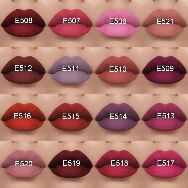 16 Colors Glitter Lip Gloss Lasting Matte Liquid Lipstick Waterproof Red Velvet Lip Makeup Tattoo Long Lasting Tint TSLM2