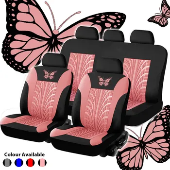 

Butterfly Universal Car Seat Cover Set PU Leather Fit Most Car Tire Track Car Seat Protector Auto Interior Detailing Accessories