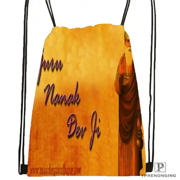 Drawstring Backpack Custom Guru Nanak Dev Pics походная сумка на шнурке милый рюкзак для детей(черная спинка) 31x40 см#180531-04-49 - Цвет: Drawstring Backpack