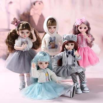 30cm Fashion Beauty BJD Doll 15 Movable Joints DIY Bjd Dolls With Dress Clothes Gifts For Girl Handmade Beauty Toy 1/6 Doll 1