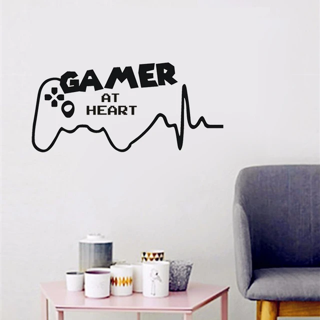 Autocollant mural en vinyle pour salle de jeux vidéo Gamer At Heart, Sticker  mural amovible pour chambre d'adolescent ou de garçon, décoration de  maison, DIY bricolage - AliExpress