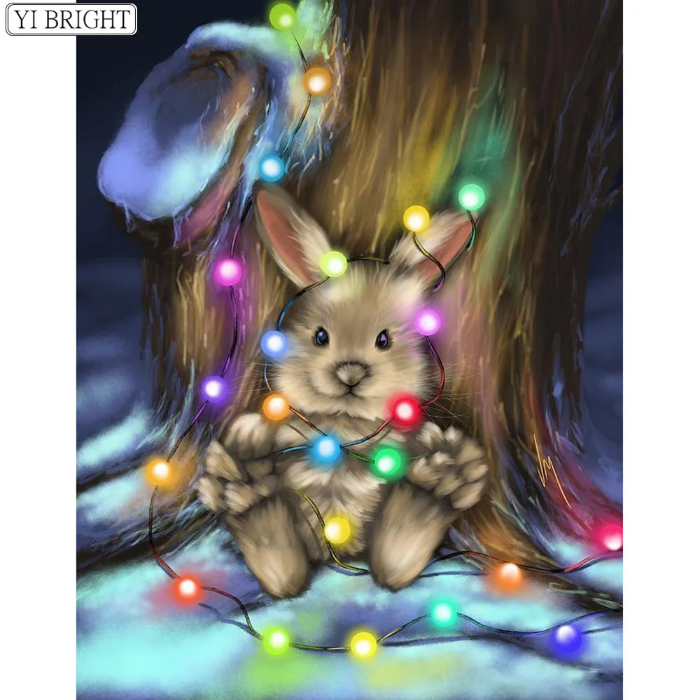 

5D DIY Diamond Painting Full Square/Round "Happy holiday rabbit"Diamond Embroidery Rhinestones Pictures Diamond Mosaic Decor