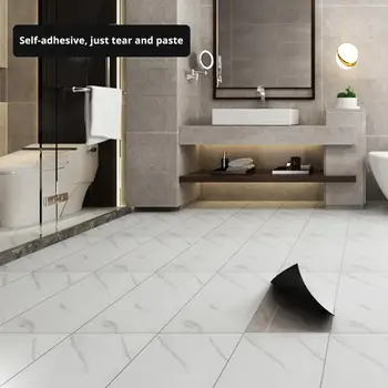 

DIY Modern Waterproof Bathroom Kitchen Marble Floor Tile Sticker Self Adhesive Wallpaper Ground Renovation Wall Decorative Film