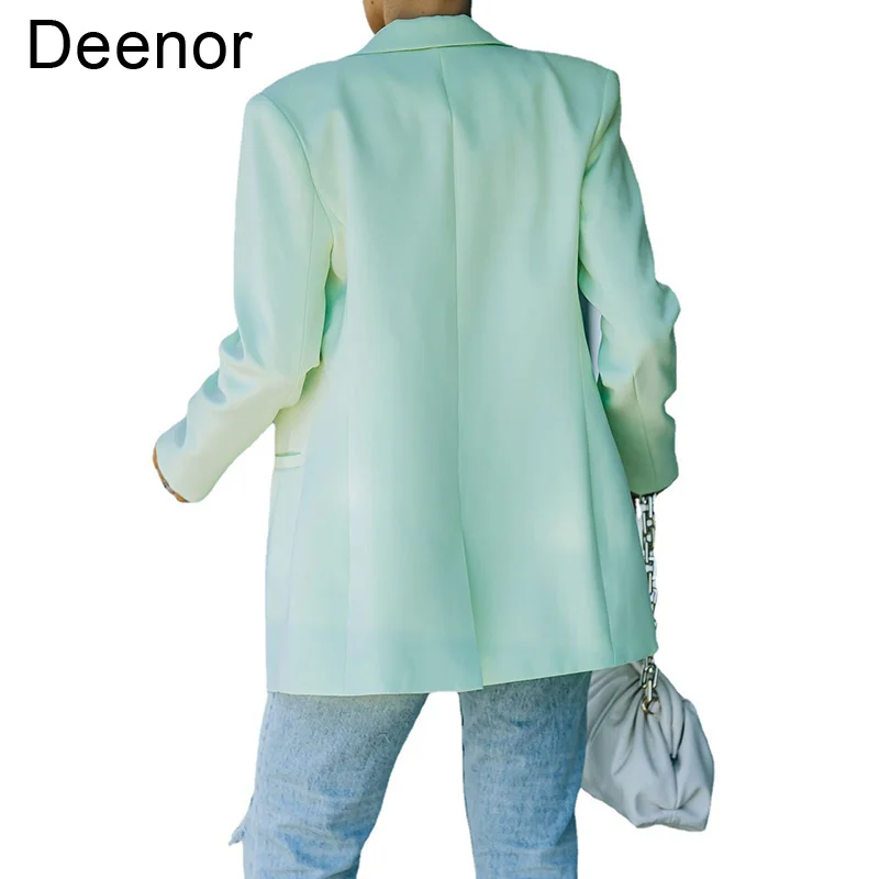 Deenor Summer One Button Female Suit Jacket Full Sleeve Outwear Chic Loose Spring Ol Femme Suit 2021 Women Blazer