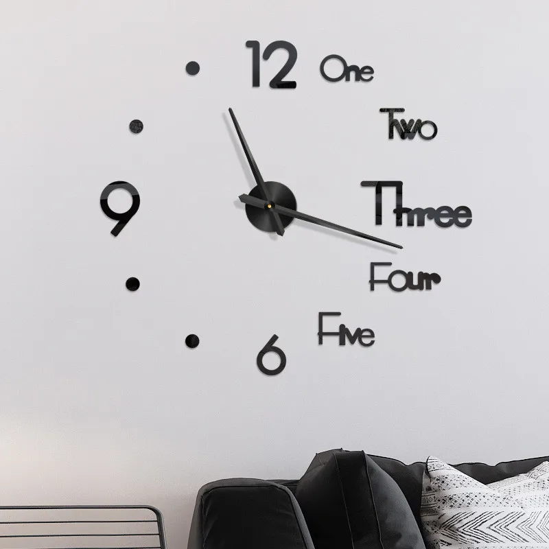 Large Wall Clock Diy Wall Clock 3d Mirror Surface Sticker Home Office Decor Clock Stickers Oversize Wall Clock Home Letter Home
