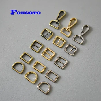 

100 sets 20mm Metal hardware snap hook clip clasp D Dee ring slider adjuster belt buckle for DIY bag sewing garment accessories