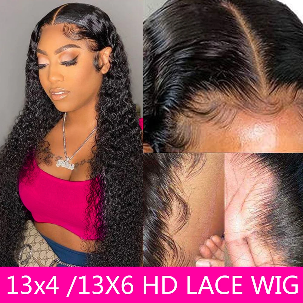30 40 Inch Kinky Curly 13x6 HD Transparent Lace Frontal Wigs Human Hair For Women 5x5 Closure Wig Deep Wave Curly Lace Front Wig