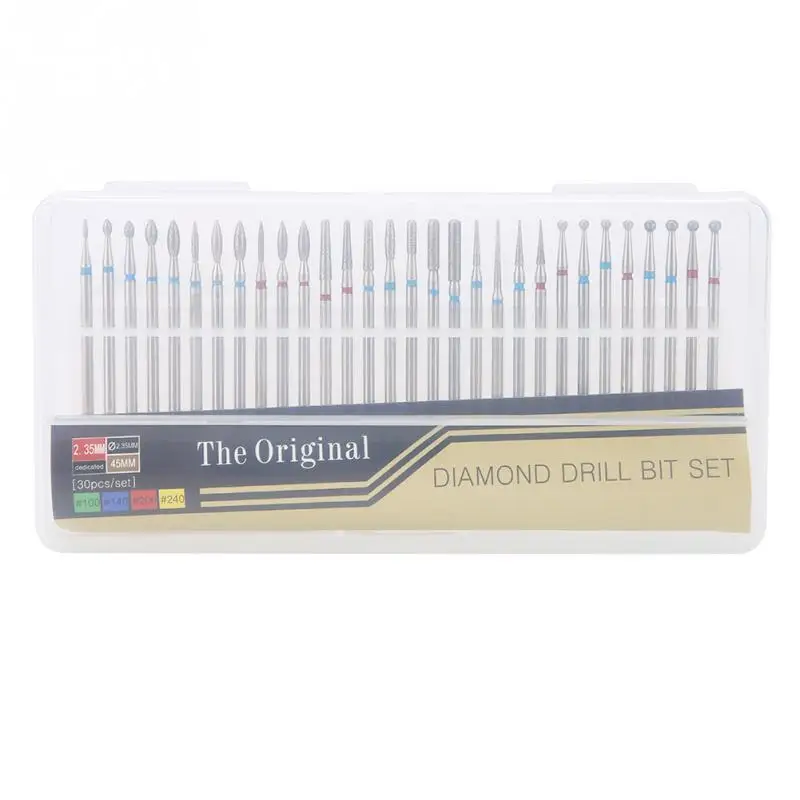 

30Pcs/Set Diamond Drill Nail Bullet Bit Cuticle Dead Skin Clean for Nail Files Manicure Tools Set Durable