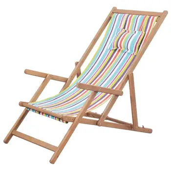 

【USA Warehouse】Folding Beach Chair Fabric and Wooden Frame Multicolor