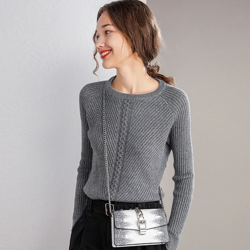 

rabbit cashmere sweater women wool striped round collar fashion full sleeves short pullovers soft ladies sweater shirts
