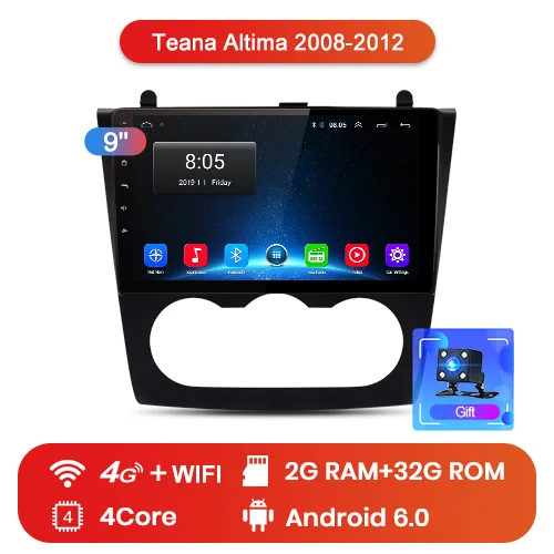 Junsun V1 2G+ 32G Android 9,0 для Nissan Teana Altima 2008-2012 Авто радио мультимедиа видео плеер gps RDS 2 din dvd - Цвет: 2-32GB for 4G