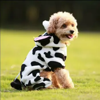 

Dog Winter Warm Jumpsuit Clothes Apparel Cute Cow Printed Pet Jumpers Hoodie Coat Costumes