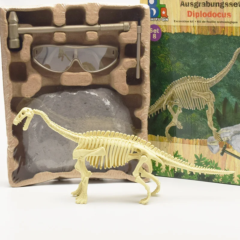 

3D DIY dinosaur skeleton assembled models toy 3d Excavation dig kits series mini Triceratops/stegosaurus/velociraptor puzzle toy