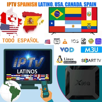 

IPTV Spain Latino canada for smart iptv android tv box iptv abonnement Chile Peru Ecuador X96Q Android Smart TV BOX