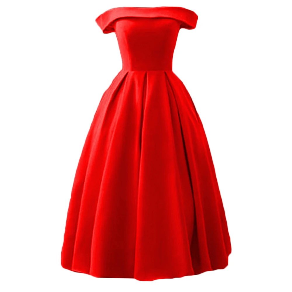 ANGELSBRIDEP настоящая фотография бирюзовое длинное платье для выпускного вечера платье с вырезом лодочкой для выпускного бала А-силуэт атласное Формальное свадебное платье коктейльные платья - Цвет: Красный