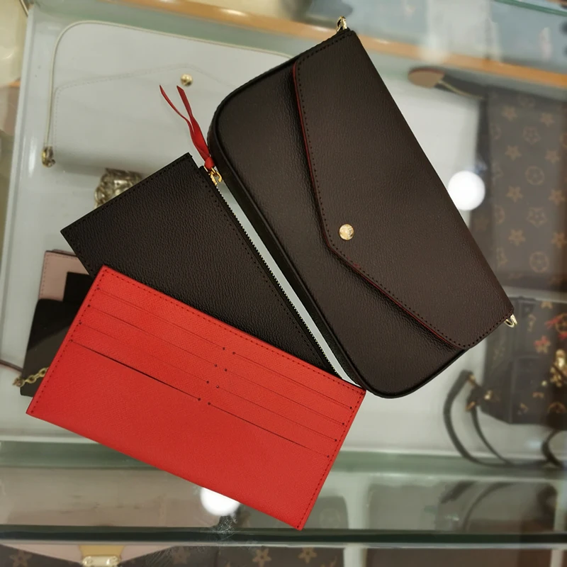 

Pochette Felicie chain bag three-piece wallet ladies card bag shoulder bag dinner messenger bag letter logoM61276 plaid handbag
