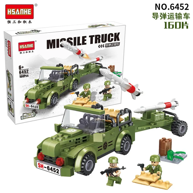 

HSANHE Military Missile Freight Truck Assembled Fight Inserted Small Particles Plastic Building Blocks Educational CHILDREN'S To