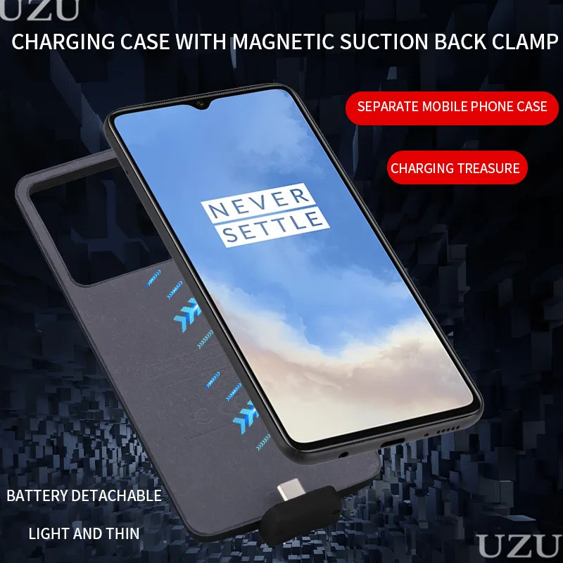7000mah magnetic battery charger case for One Plus 7T external portable wireless charging case for One Plus 7T luxury 2 in 1