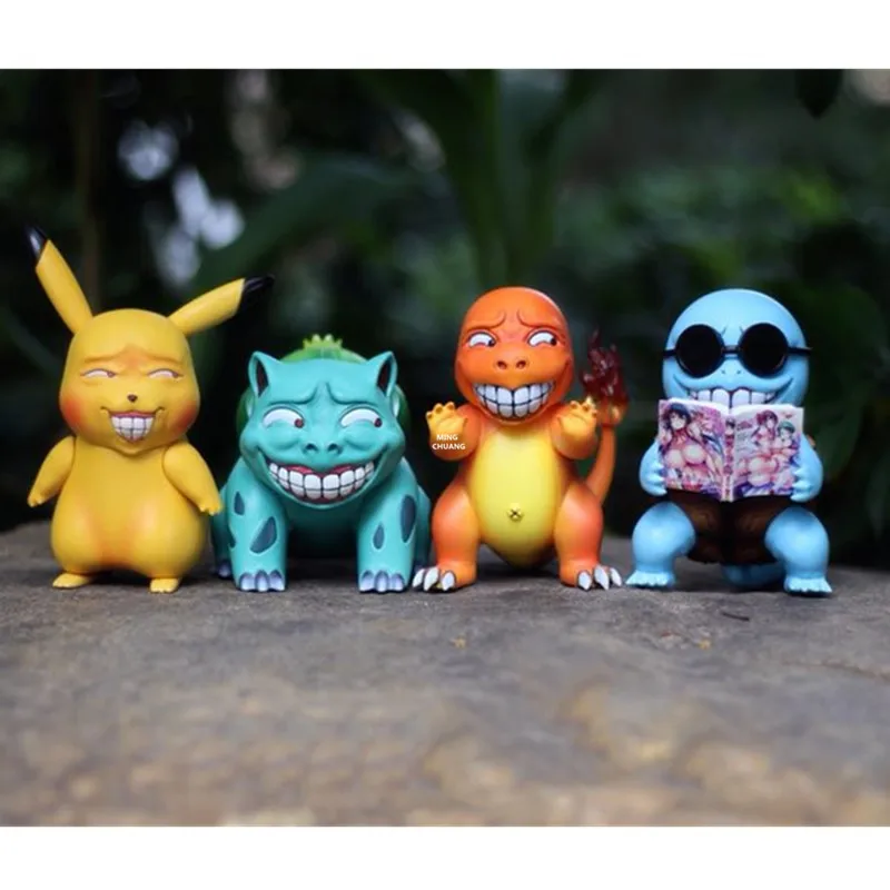 5" Cartoon Animal Statue Squirtle Bust Sunglasses Full-Length Portrait Feature Decoration GK Action Figure Toy BOX 12CM V665