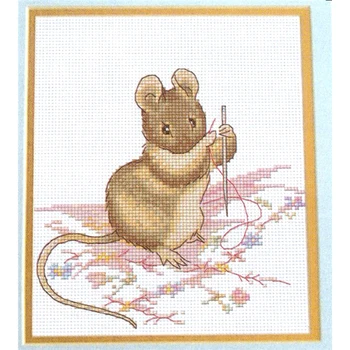 

"Sewing mouse" cartoon Counted cross stitch kit 14ct 11ct printed fabric embroidery DIY needlework High Quality FishXX