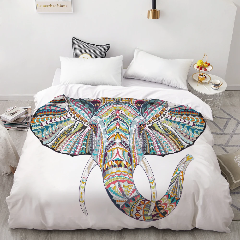 Elephant-01 3D пододеяльник, одеяло/одеяло случае королева/король, богемное постельное белье со слоном на заказ размер/220x240/200x200, Прямая - Цвет: Elephant-01