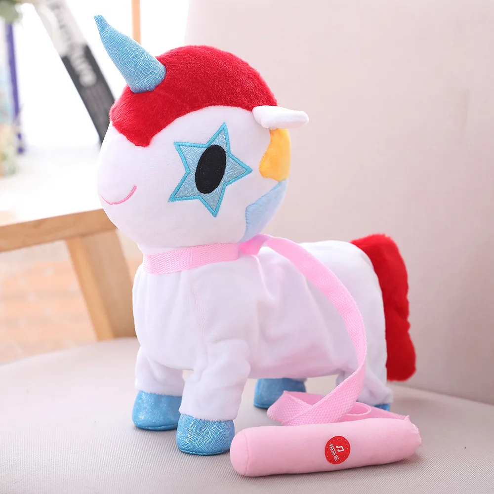 Shinning walking Unicorn doll cute electric pony plush toy children stuffed toy doll high quality birthday gift for kids