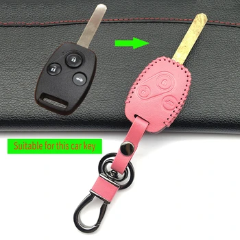 

Classic design 100% leather car key case remote control For Honda CR-V Fit Pilot for Honda Accord Civic 3 buttons protect shell