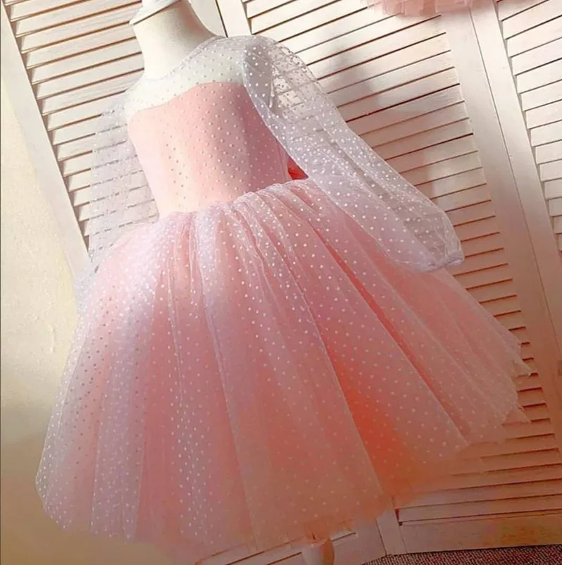 

New Custom Princess Dress For Wedding Party Formal Ball Gown Birthday Pageant Long Sleeves Flower Girl Dress