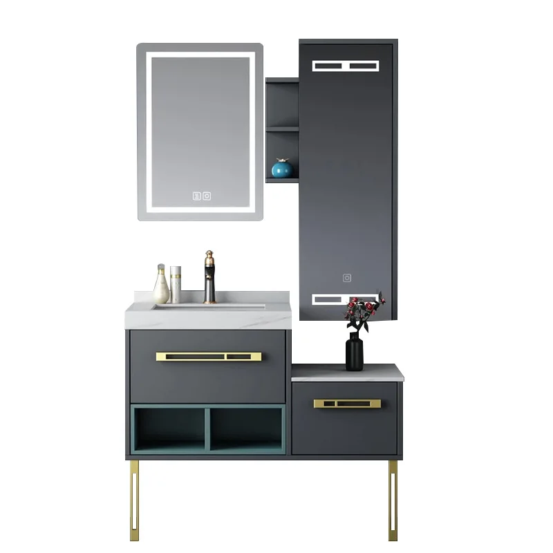 

Nordic Solid Wood Luxury Marble Cabinet Smart Belt Dressing Mirror Home Furniture Bathroom Furniture Bathroom Cabinets