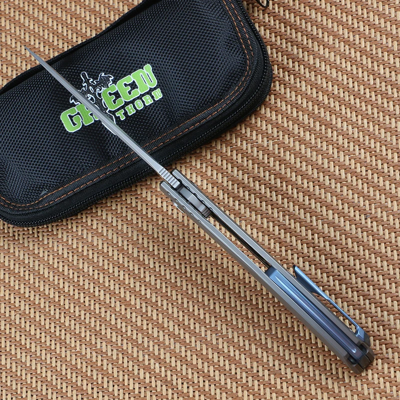 Green thorn Lee quick opening folding knife M390 blade titanium alloy handle camping outdoor survival fruit EDC tool 3