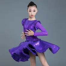 Платье для латинских танцев; Цвет фиолетовый; платья для профессиональных соревнований; детская одежда для танца румбы, ча, ча, самбы, сальсы; детская одежда; DN3877