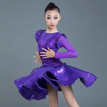 

Latin Dance Dress Girls Purple Professional Competition Dresses Kids Rumba Cha Cha Samba Salsa Dancing Clothes Child Wear DN3877
