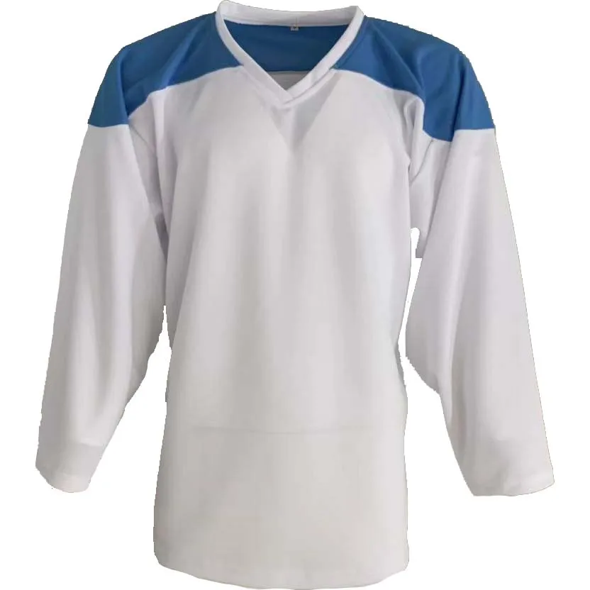light blue shoulder Контрастный цвет хоккейный свитер детский размер, размер для взрослых, размер вратаря, можно логотип номер - Цвет: light blue shoulder