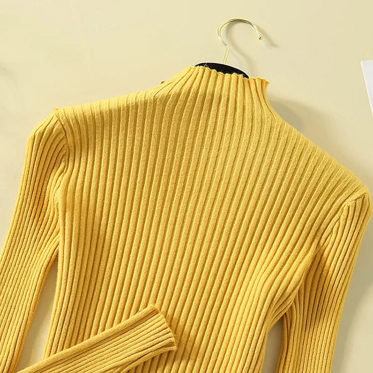 Fashion Turtleneck Sweater Women Long Sleeve Button Decoration Slim Women Pullover Sweater 2019 Autumn Winter Female Jumpers (23)