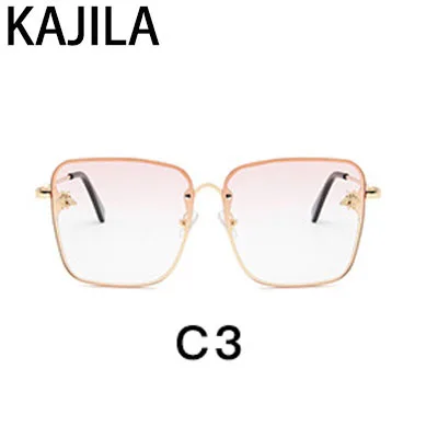 Новое поступление, большие квадратные солнцезащитные очки в виде пчелы, женские брендовые дизайнерские солнцезащитные очки в металлической оправе с градиентом, солнцезащитные очки для женщин UV400 1843 - Цвет линз: C3