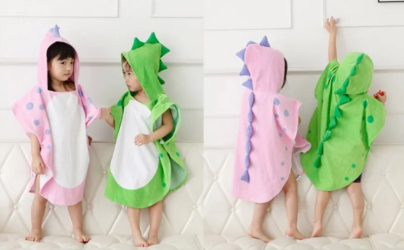 infant baby cotton absorbent breathable children cartoon bathrobe dinosaur bath towel with cap T812