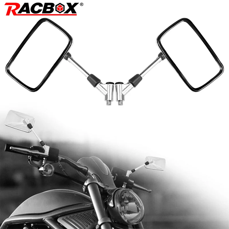 10mm Motorcycle Handlebar Rearview Mirror Chrome rectangle mirror for ATV Dirt Bike Scooter Moped Accessories | Автомобили и