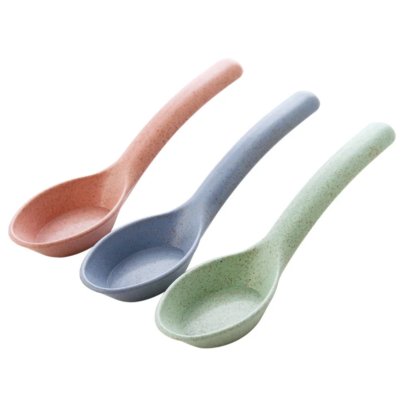 1PCS Wheat Straw Spoon Creative Kitchen Tableware Children Dinner Spoon Stirring Japanese Spoon Kitchen Utensils