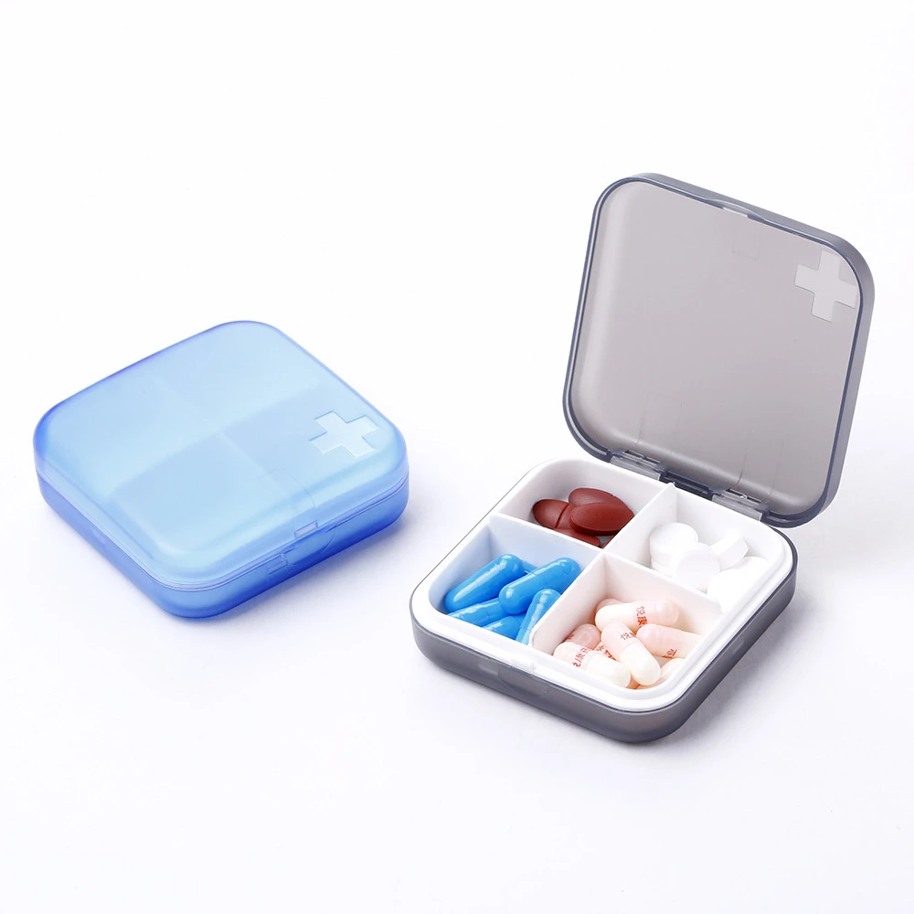 

1pc Portable 4 Grids Pill Box Drug Tablet Medicine Case Storage Holder Pill Splitter Case Storage Organizer Container Case 4