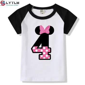

0809# 4th Birthday Girl Newborn Baby Summer Clothes Modal Girl Top Funny Birthday Gift Number T-shirt Kawaii Toddler Girl Shirts