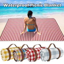 Red White Plaid Outdoor Foldable Waterproof Picnic Mat Fashion Thicken Pad Breathable Soft Portable Camping Travel Beach Blanket