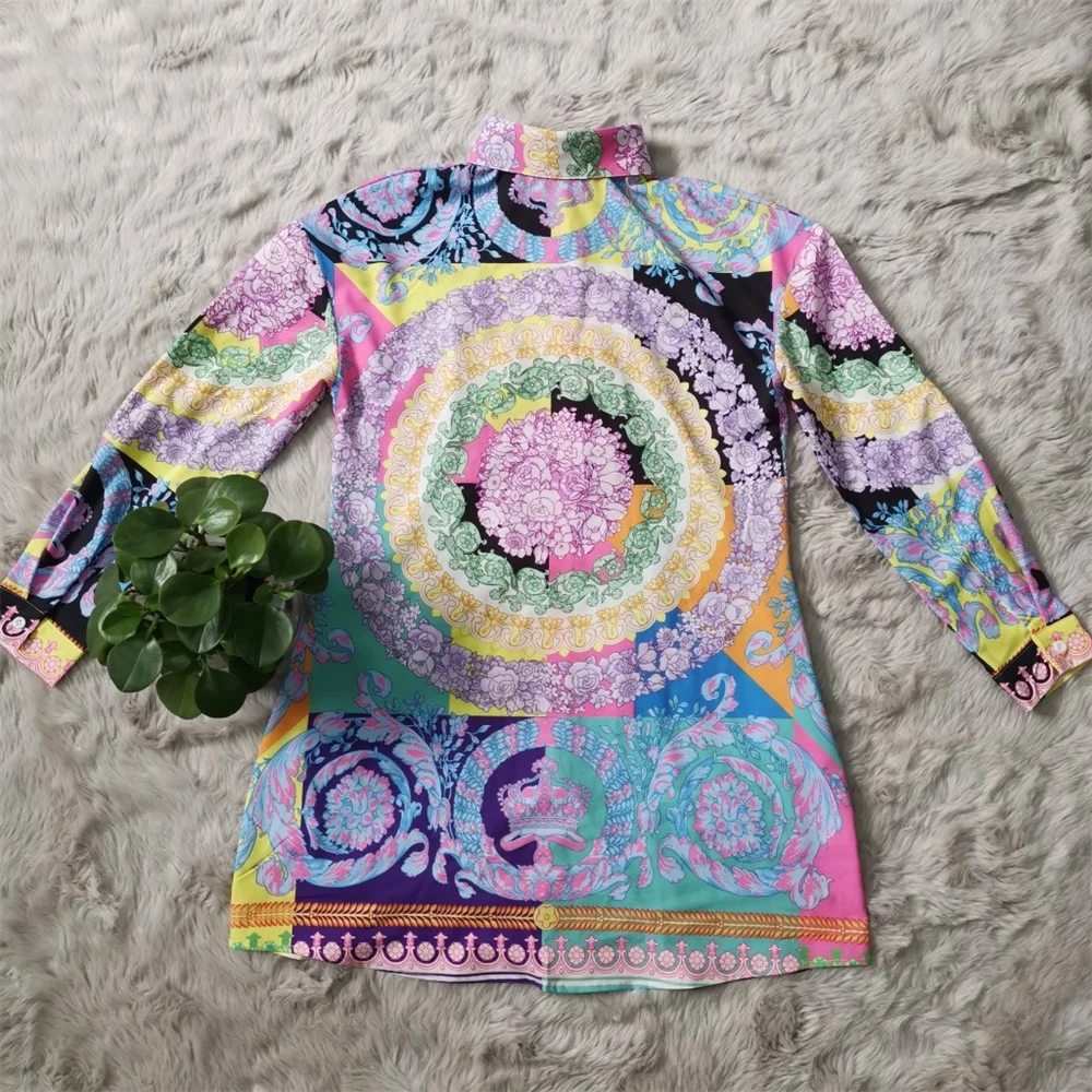 2020 New Shirts Print Turn Down Collar Button Long Sleeve Blouses Shirts Women Spring Fall Vintage Paisley Classical Print Shirt - 4.00067E+12