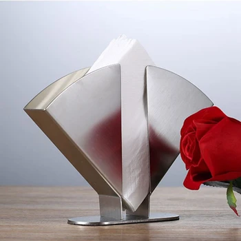 

Stainless Steel Napkin Holder Paper Serviette Dispenser Vertical Decorative Tissue Rack Box for Dining Table Kitchen Countertop